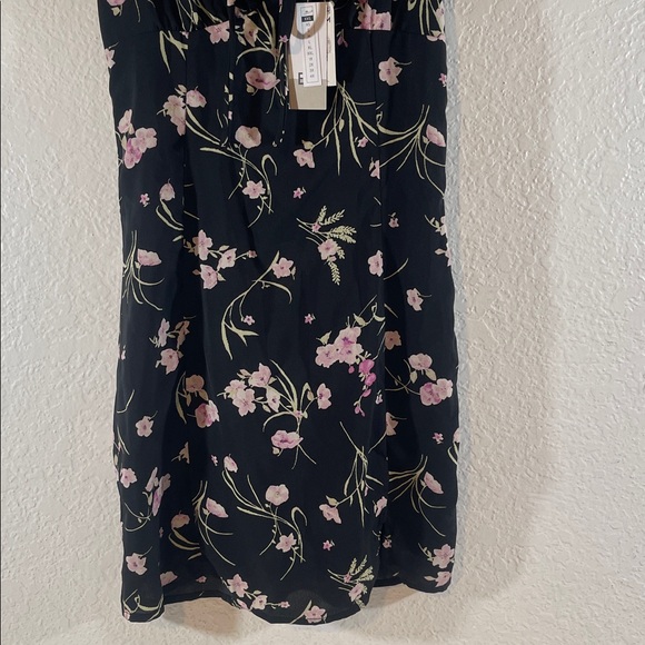 BP. Printed Tie Front Minidress in Black Wallpaper Swirl Floral, Size XXS NEW - Picture 5 of 12